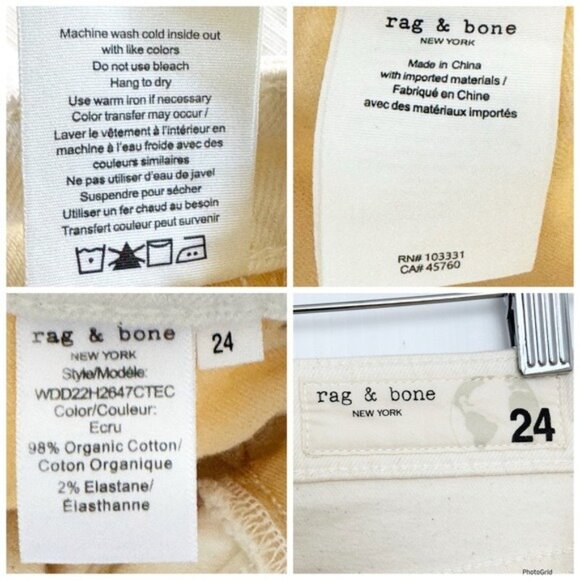 Rag & Bone Denim Nina High Rise Ankle Cigarette Jeans in Ecru White 24 - Picture 9 of 12